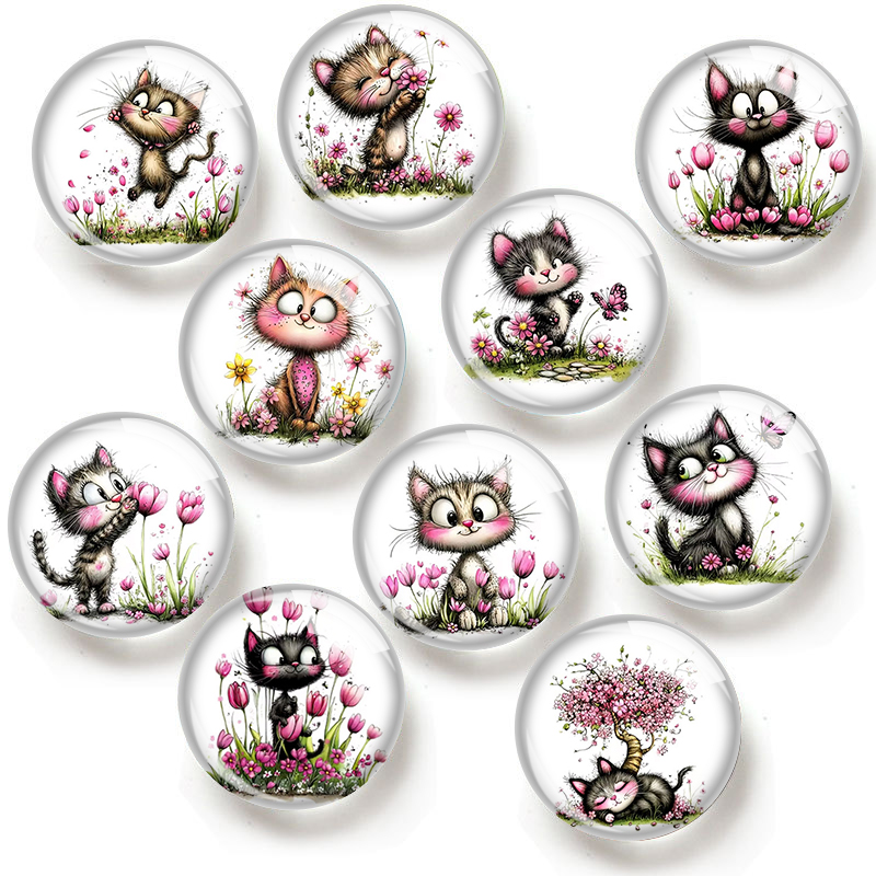 Body Jewelry Top - Spring Flower Butterfly Cat 12/18/20/25mm glass