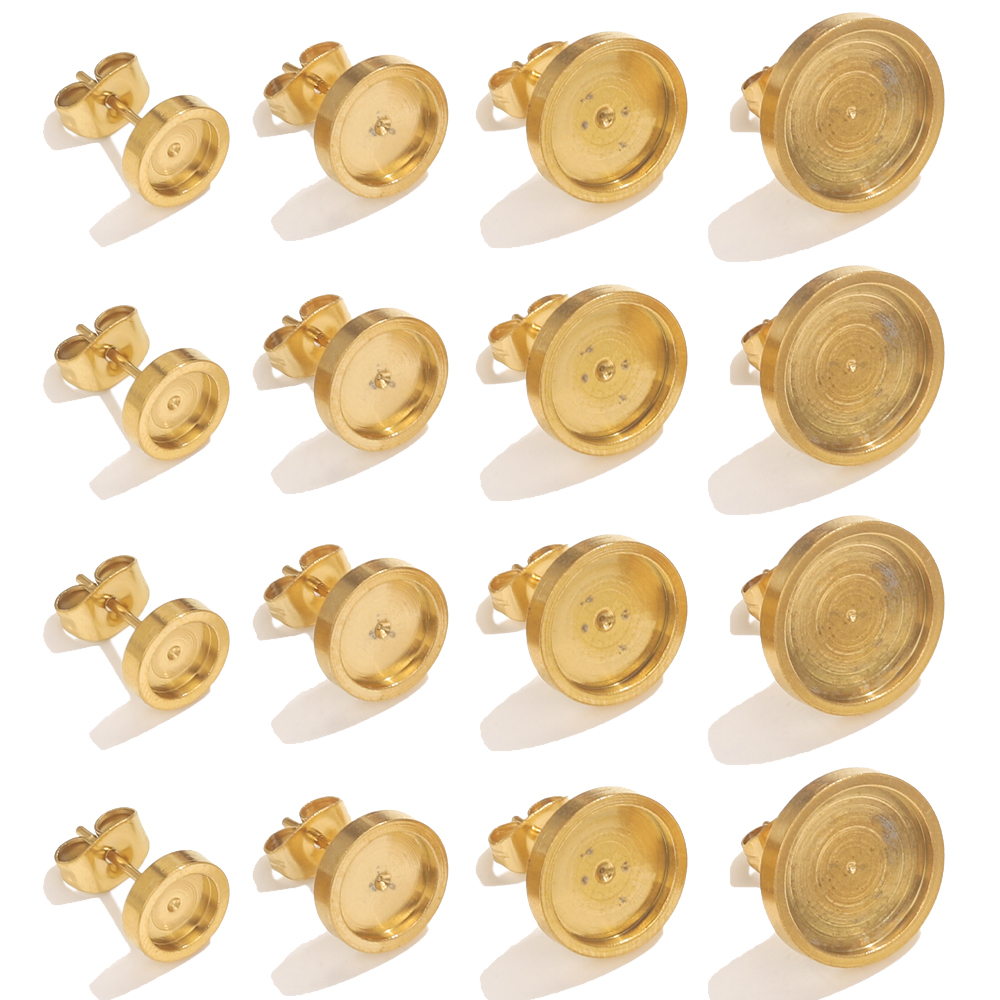 Body Jewelry Top - 10pcs Stainless Steel Gold Earring Stud