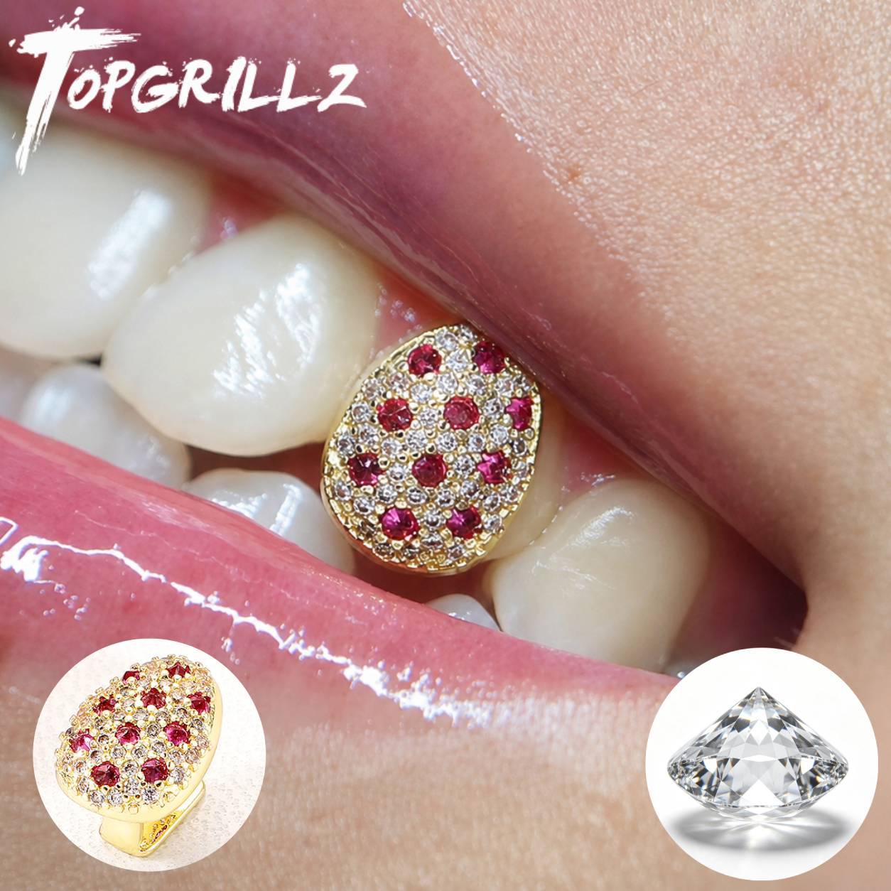 Body Jewelry For Men - TOPGRILLZ Mixed Pink & Clear CZ