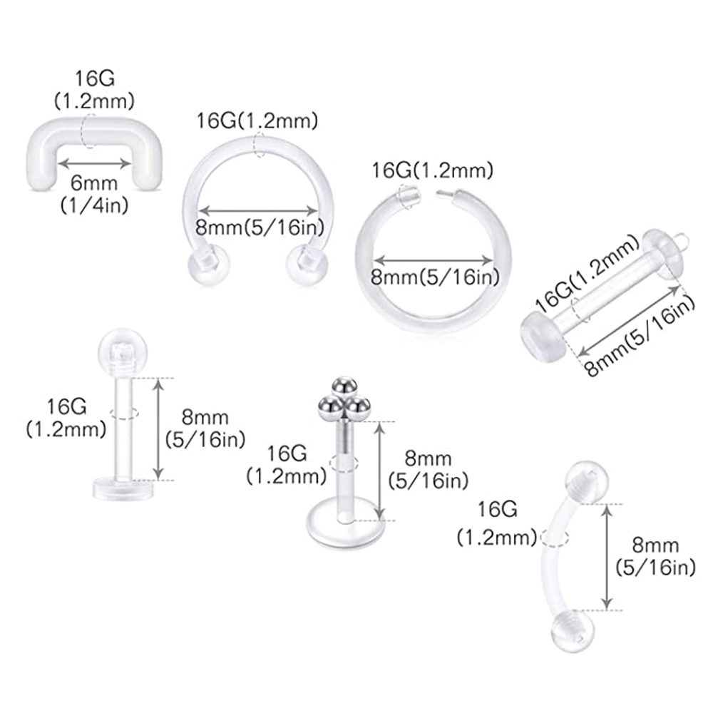 Clear Flexible Forwards Helix  - Body Jewelry Lip Ring recension och pris
