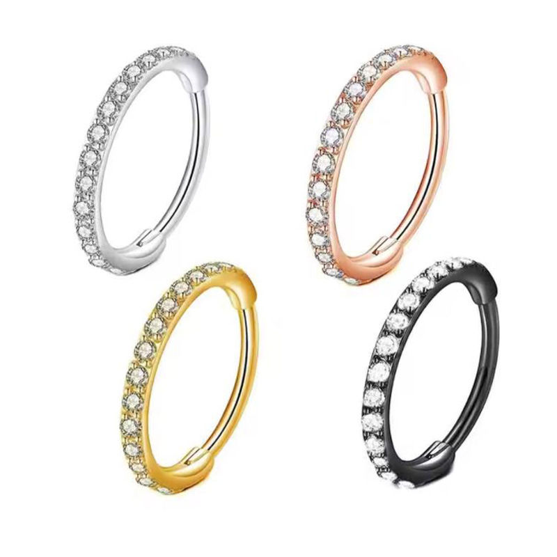 16G Clear CZ Nose Ring Hoop 31 - Body Jewelry Earrings recension och pris