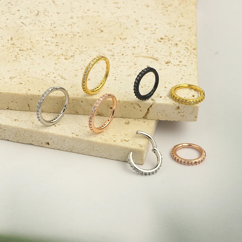 16G Clear CZ Nose Ring Hoop 31 - Body Jewelry Earrings recension och pris