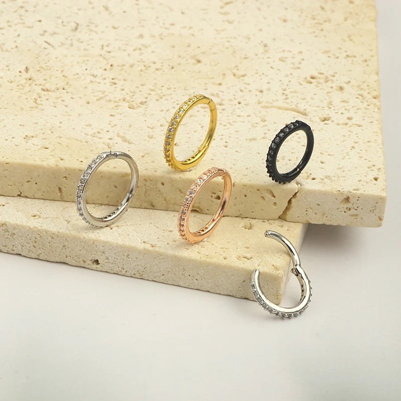 16G Clear CZ Nose Ring Hoop 31 - Body Jewelry Earrings recension och pris