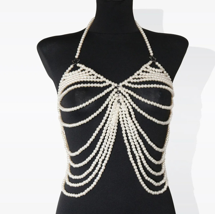 Multi-layer Pearls Bra Chain J - Body Jewelry For Women recension och pris