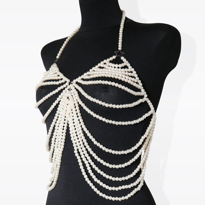 Multi-layer Pearls Bra Chain J - Body Jewelry For Women recension och pris