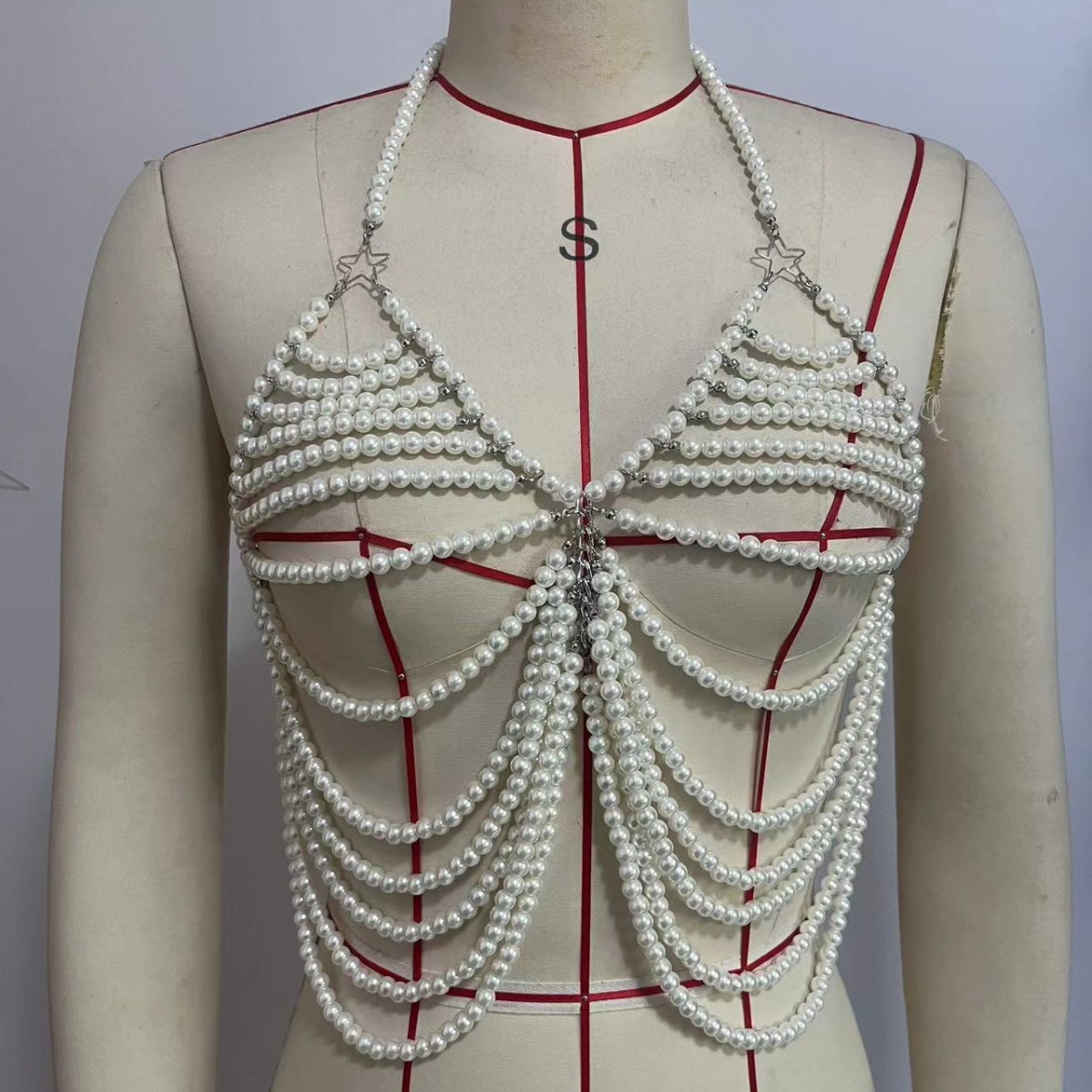 Multi-layer Pearls Bra Chain J - Body Jewelry For Women recension och pris