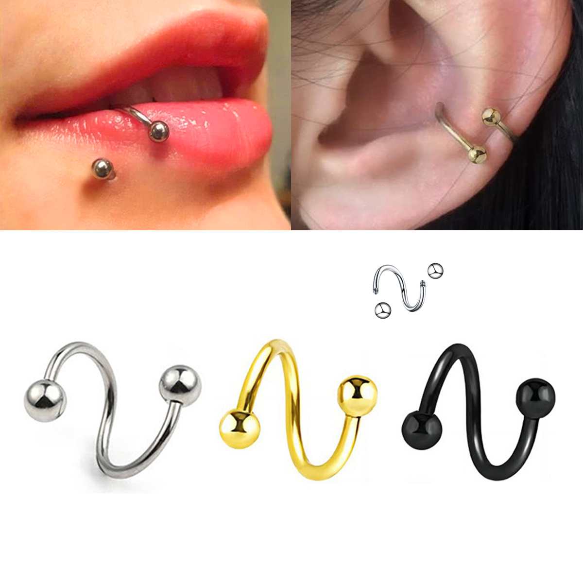 Women's Spiral Earrings Pierci - Body Jewelry Lip Ring recension och pris