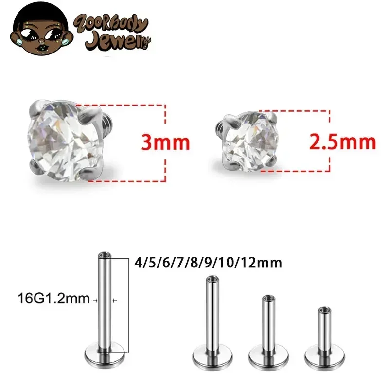 1Pcs G23 Titanium Piercing CZ  - Body Jewelry Lip Ring recension och pris
