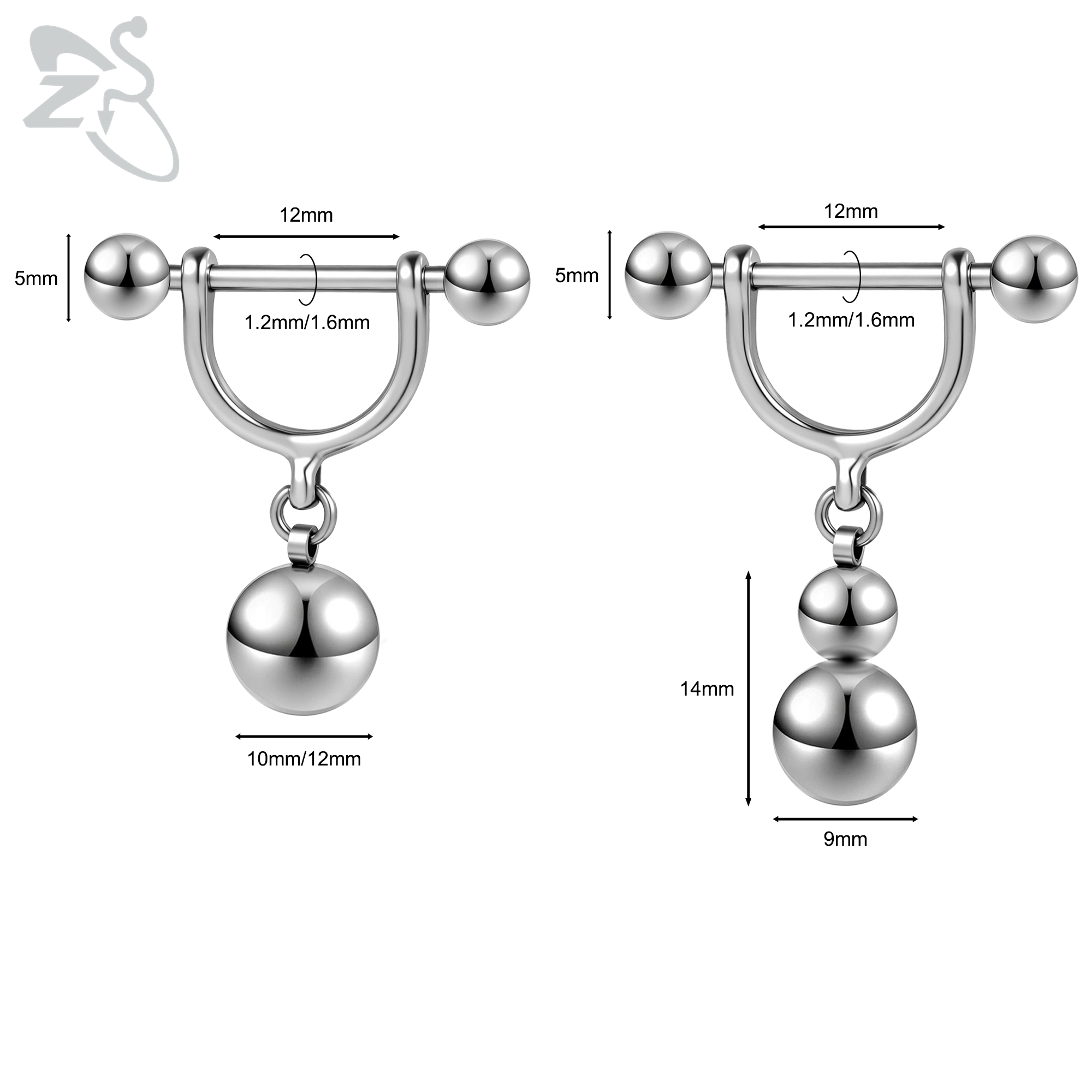 ZS 1 Piece 14G/16G Stainless S - Body Jewelry For Men recension och pris