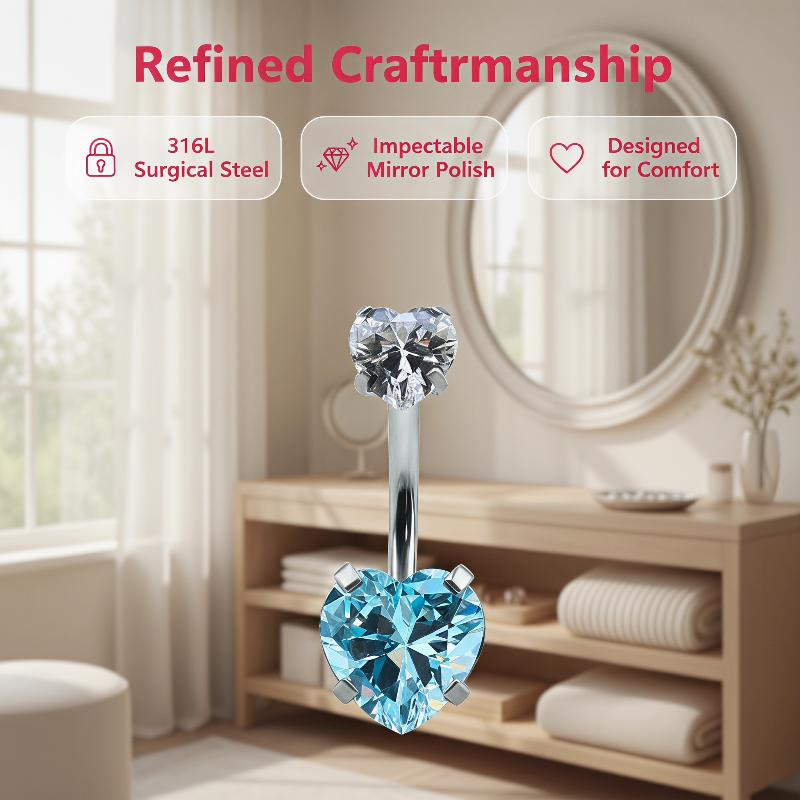 Shiny Heart Design Belly Butto - Body Jewelry Tunnels recension och pris