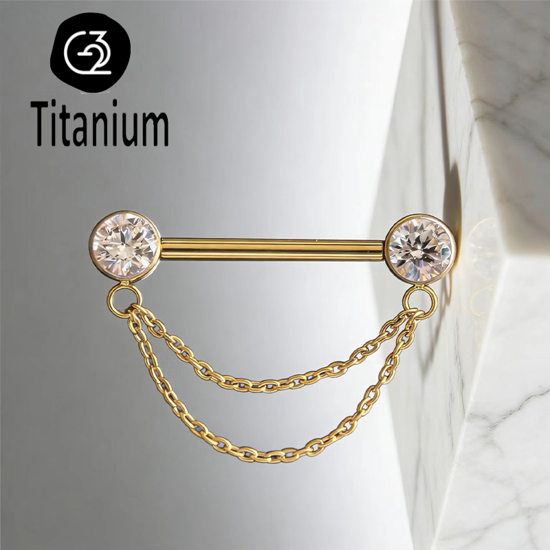 ASTM F136 Titanium Nipple Pier - Body Jewelry Nipple Chain recension och pris