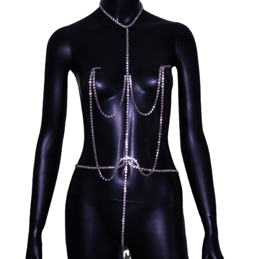 Chest Chain Sexy Rhinestone Ni - Body Jewelry Nipple Chain recension och pris