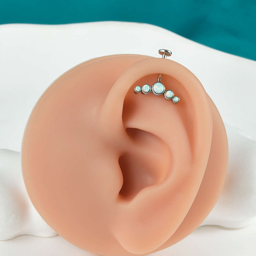 1PC Surgical Steel CZ Gem Opal - Body Jewelry Lip Ring recension och pris