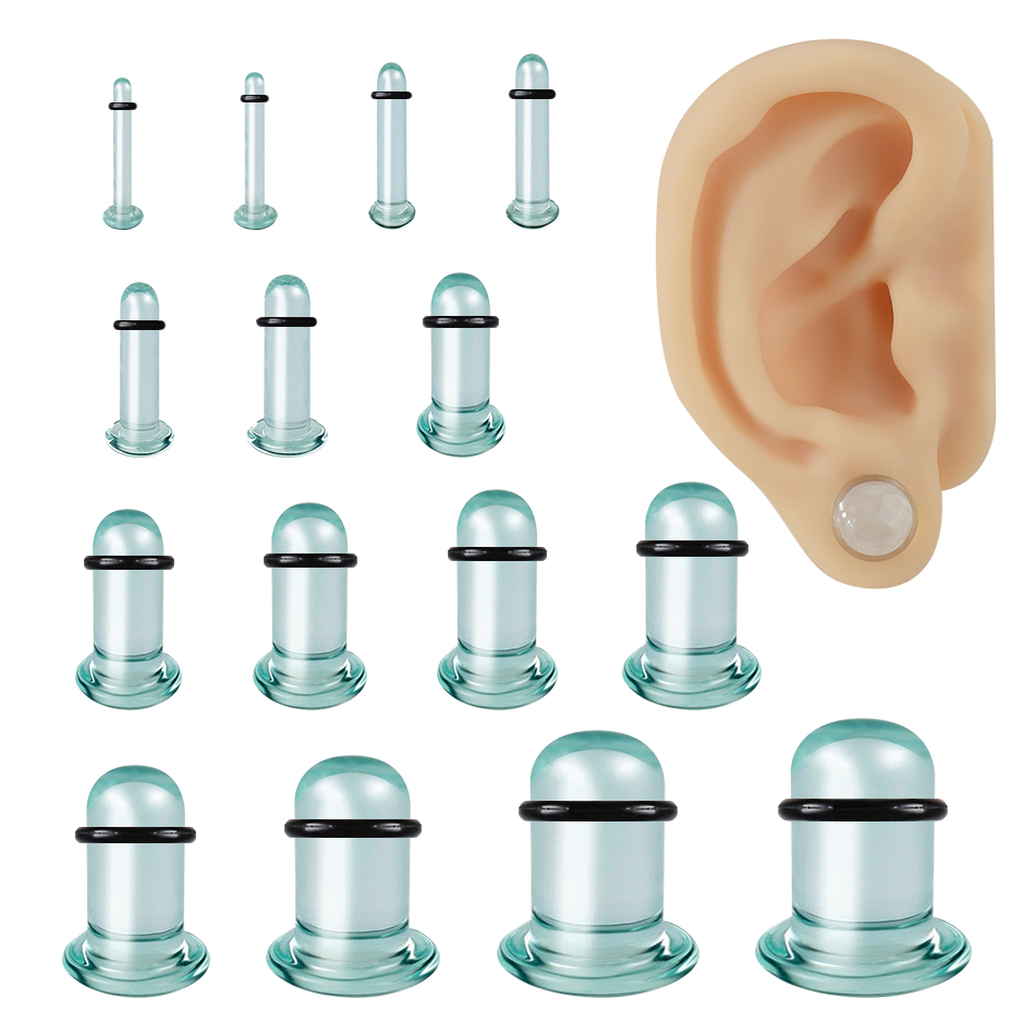 1Pair Glass Ear Tunnels and Pl - Body Jewelry Tunnels recension och pris