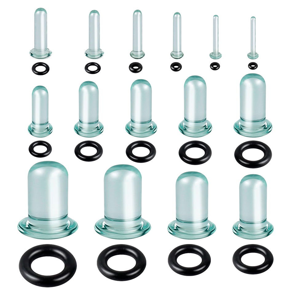 1Pair Glass Ear Tunnels and Pl - Body Jewelry Tunnels recension och pris